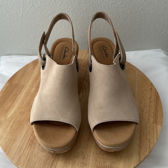 Clarks Collection Suede Cork Wedges - Giselle Sea - Picture 3 of 13